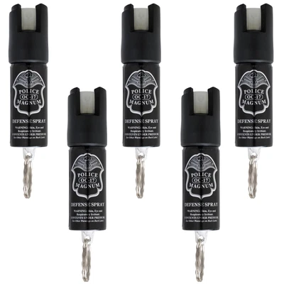 5 PACK Police Magnum pepper spray .50oz Keyring GID Defense Security Protection