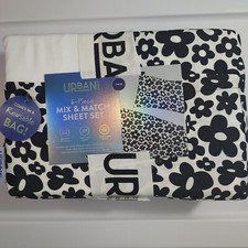 Urban Shop 6 Piece Black and White Floral Mix and Match Sheet Set, Twin