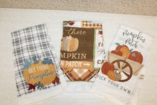 Lot B 3 Seasonal Kitchen Dish Towels: Thanksgiving Fall Pumpkins