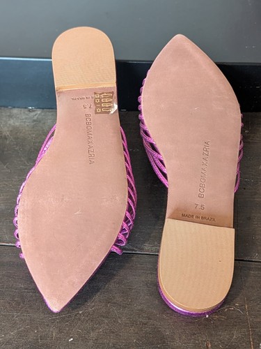 BCBG PINK METALLIC Vada LEATHER Slip-On Flat SANDALS Shoe Women Size 6-10 NIB - Picture 4 of 7