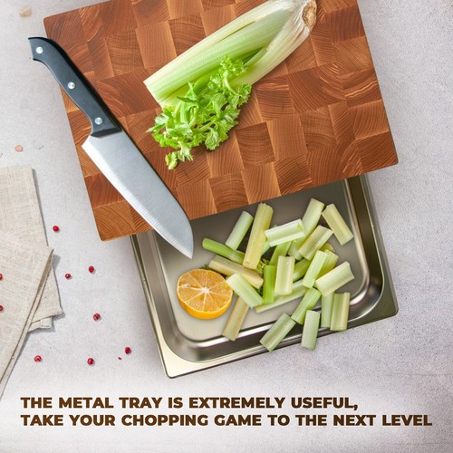 EXTRA Large 16x12 Wooden Cutting Board Oak+Ash Wood with Tray Chopping Board - Picture 3 of 21