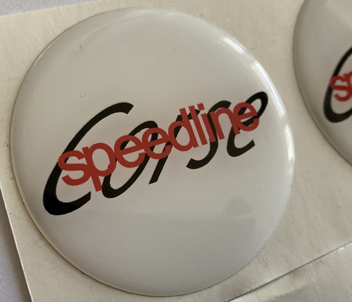 SPEEDLINE CORSE ALLOY WHEEL CENTRE CAP DOMED STICKERS X4 WHITE RED BLK ALL SIZES - Picture 3 of 8