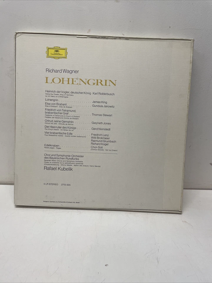 5-LP Box Set Richard Wagner Lohengrin Vinyl Deutsche Grammophon 2713 005/Booklet - Image 3 of 4