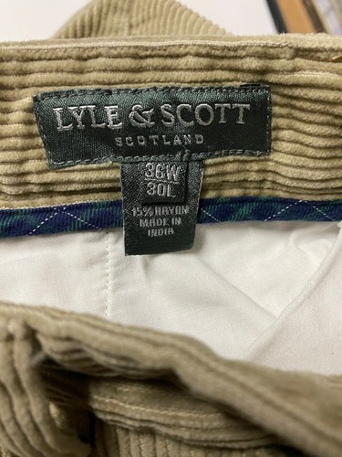 Lyle & Scott Corduroy Pants Mens 36 X 30 Relaxed Fit Brown Cotton Scotland - Picture 2 of 4
