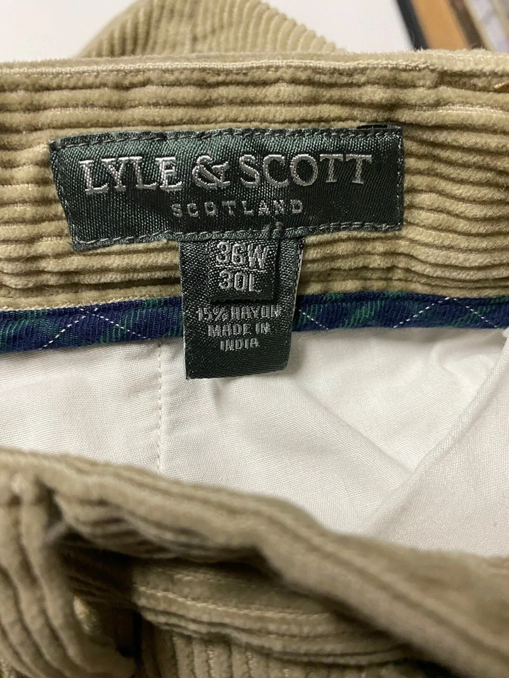 Pantalones chinos de pana Lyle & Scott para hombre 36 X 30 calce relajado marrón algodón grueso Foto 2 de 4