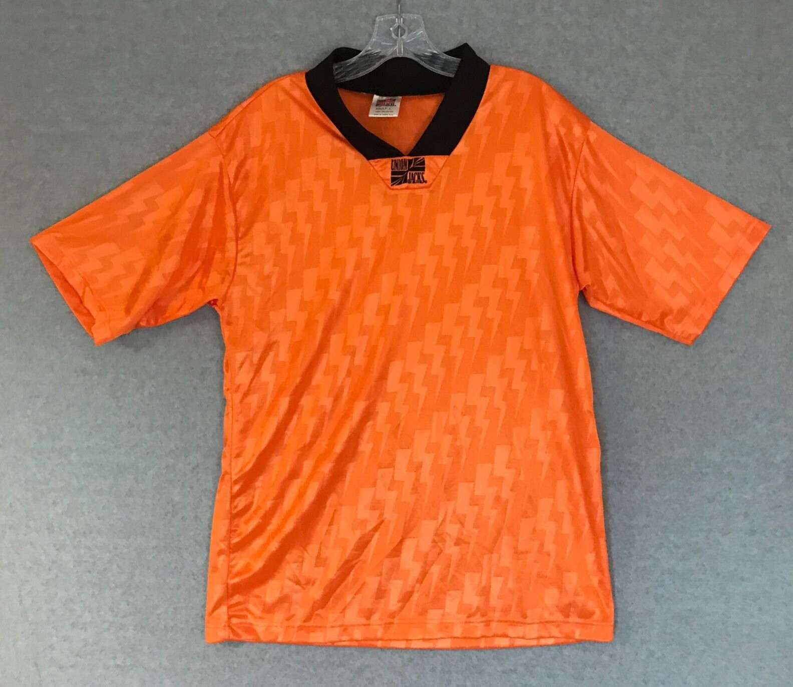 Vintage Union Jacks Brand Soccer Jersey Shirt Mens Large Orange Short Sleeve