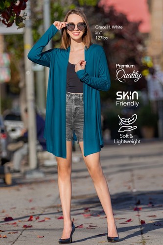 Women's Draped Open Front Casual Long Sleeve Lightweight Office Work Cardigan Sw - Picture 83 of 91