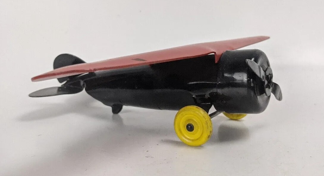 1930's Antique Toy Airplane Wyandotte Toys Pressed Steel