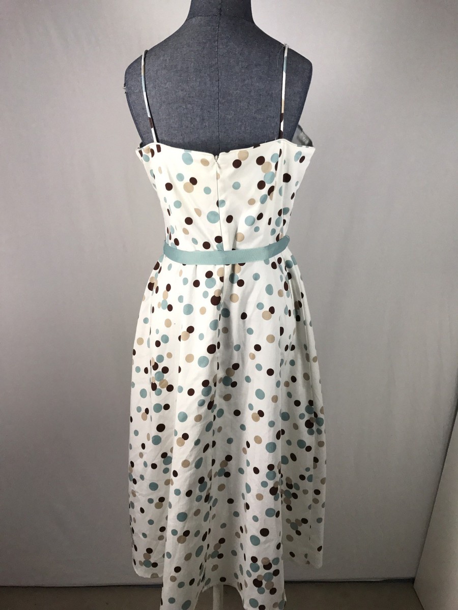 Robe Vintage Femme Jessica Howard Taille 10 - Blanc à Pois Avec Ceinture Ruban - Très Bon état