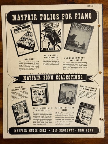 The Anniversary Waltz Sheet Music Al Dublin Dave Franklin Mayfair Music Crp 1941 - Picture 2 of 3
