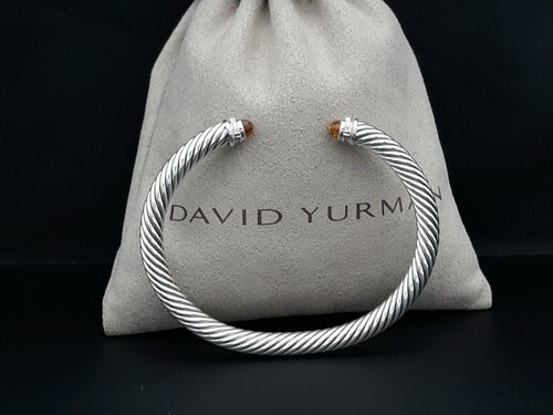 Bracciale classico David Yurman cavo 5mm con citrino e diamanti misura M