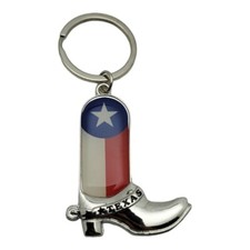 Texas Boot Keychain Key Ring Travel Tourist Souvenir Lone Star State Cowboy