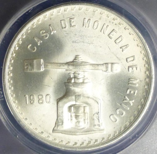 1980 Mo ANACS MS 65 Mexico Screw Press Peso, 1oz Silver, (80/79 Minor Overdate) - Picture 4 of 7