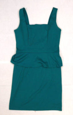 Eci New York Womens Teal Blue Fitted Bodycon Peplum Ruffle Tank Top Dress  Size 8 | eBay