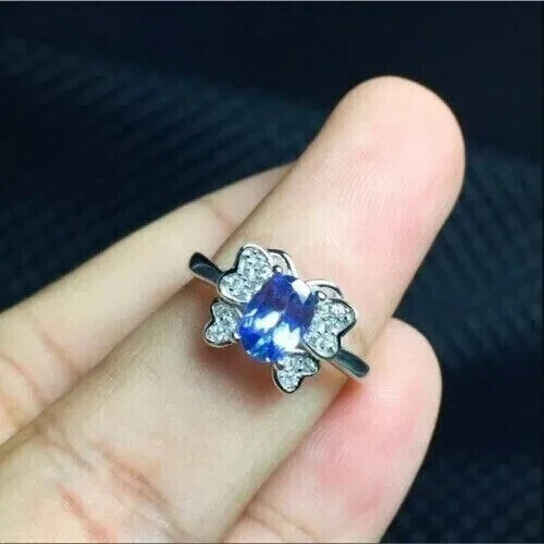 Women Butterfly Wedding Ring 3Ct Oval Simulated Tanzanite 14K White Gold Plated - Picture 6 of 7