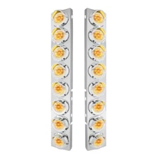 Peterbilt Front Air Cleaner Bracket w/ Lights & Visors - Amber LED/Clear Lens