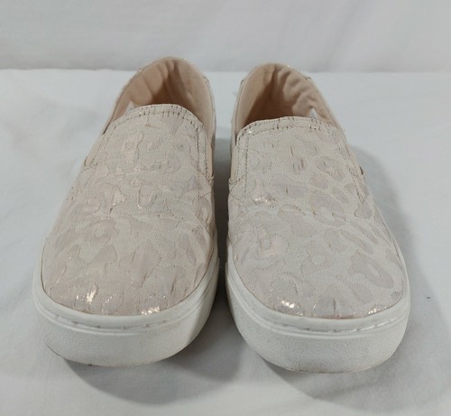 Tom's Luca Rose Gold Metallic Woven Cheetah Youth Size 5 Women's Size 7 Slip On - Picture 4 of 12