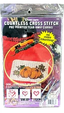 Stitchery Tear-Away Canvas Vogart Pre-Printed Cross Stitch PUMPKINS