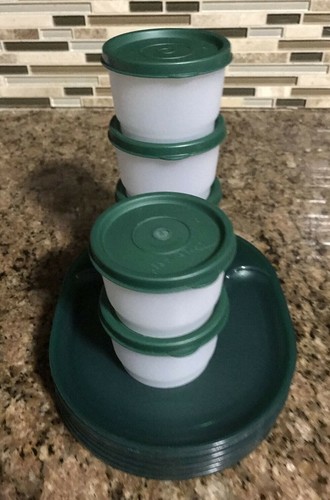 Tupperware Snackatizer Plate Trays & Snack Cups Set of 6 Hunter Green New - Bild 10 von 12