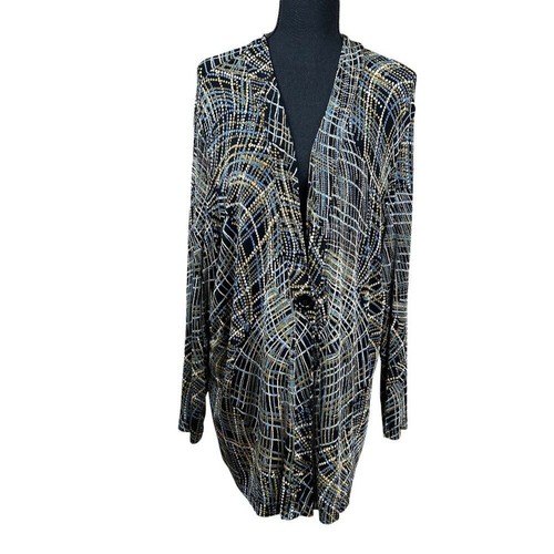 The Travel Collection schwarze Slinky vorne offen Stretch Topper Jacke Größe 2X