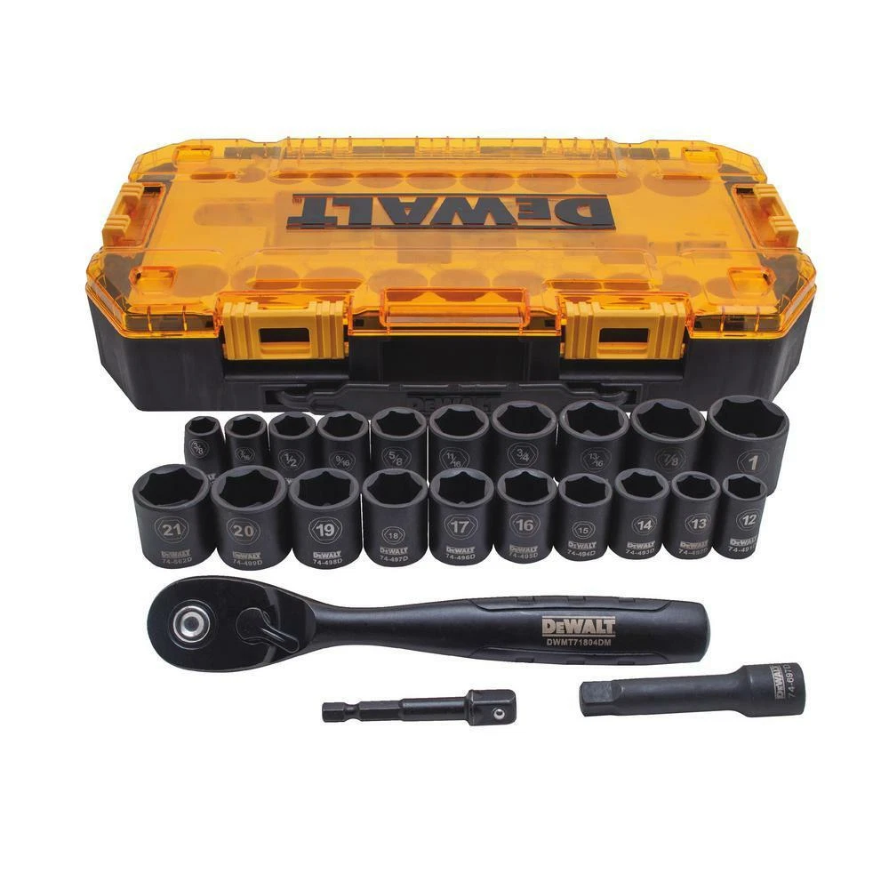 DEWALT Combination Deep Impact Socket Set Ratchet 23 Piece Tool 3 8