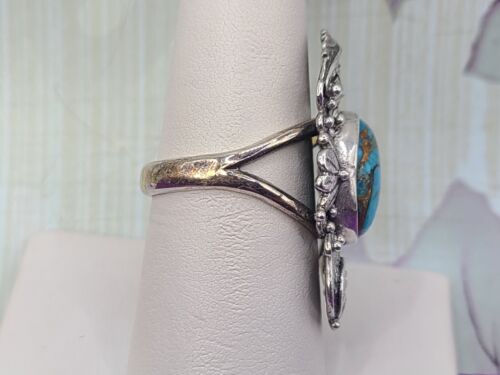 Vintage Southwestern Style Sterling Silver 925 Mojave Copper Turquoise Ring sz 8 - Picture 2 of 10