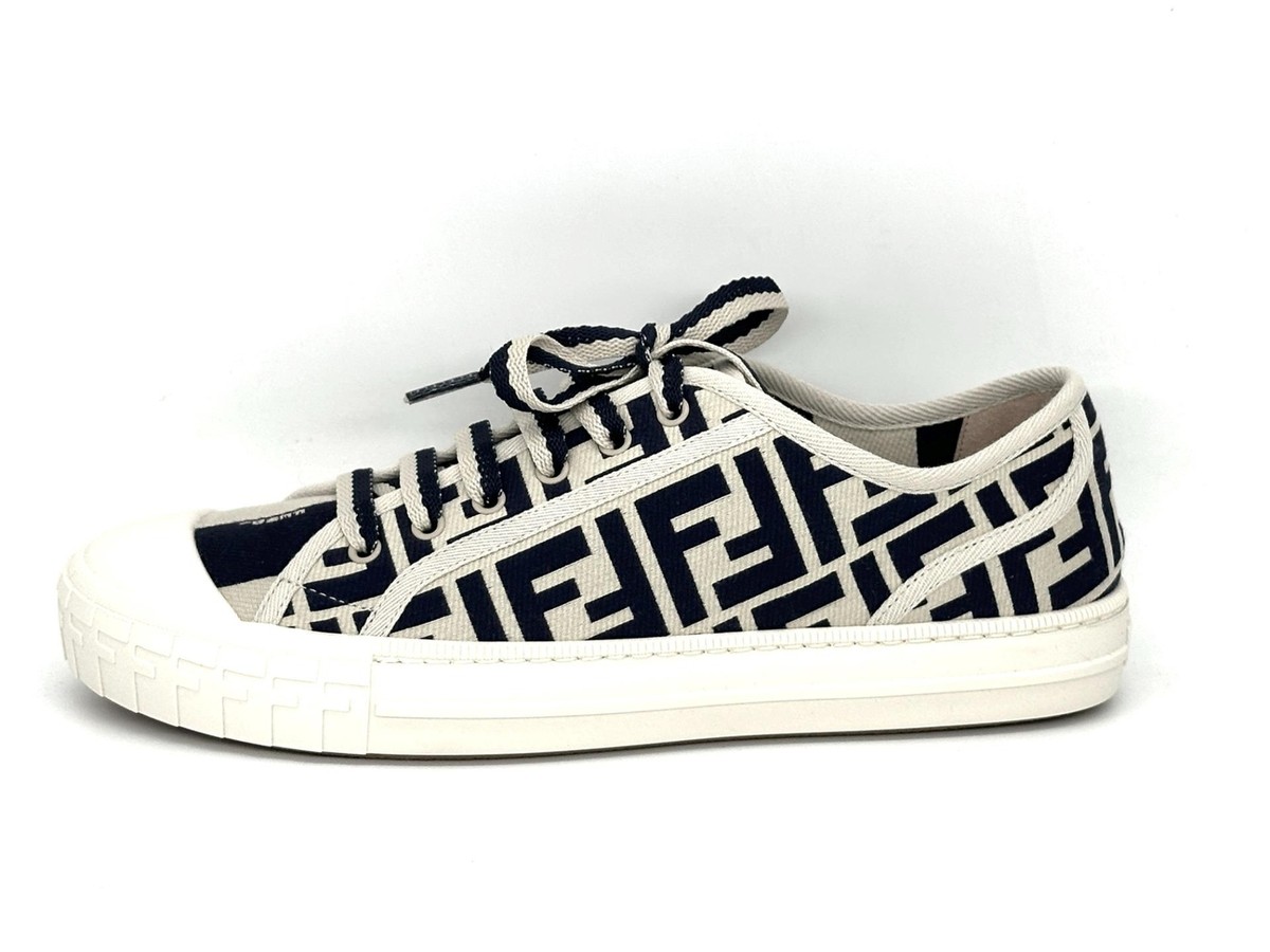 【FENDI】スニーカー Fendi Domino ★関税送料込み Fendi Domino FF Monogram Logo Printed Cotton Low Top Lace Up