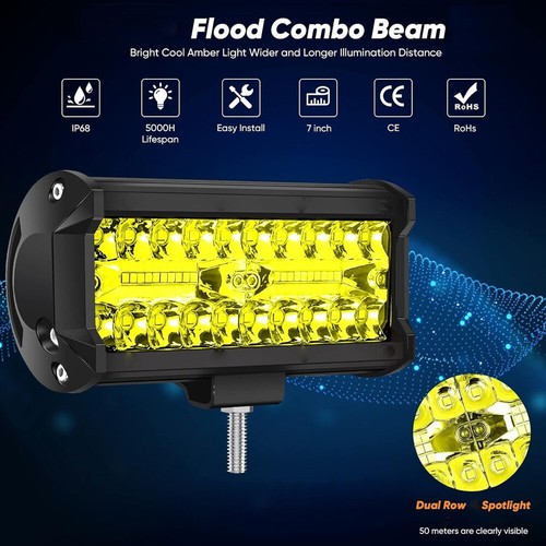 4X 7" inchLED Work Light Yellow Pods Fog Lamp Fit Jeep JK TJ Truck SUV ATV UTV - Bild 5 von 18
