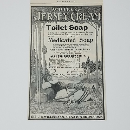 Jabón higiénico Williams Jersey 1927 crema belleza dama verano papel flapper anuncio 2033 - Imagen 3 de 4