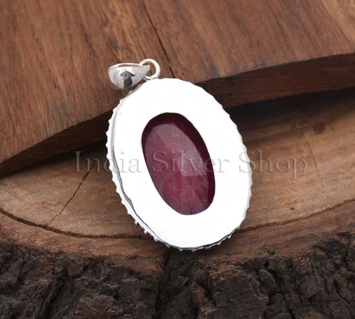 Designer indischer Rubin Anhänger handgefertigt 925 Sterlingsilber Schmuck Geschenk für sie - Bild 4 von 6