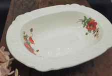 Vintage Serving dish Bowl Oven Serve? by Homer Laughlin, Red Poppies yellow posy