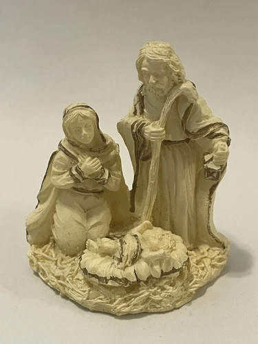 Resin Nativity Figurine 3” Holy Family Statue Mary Joseph Baby Jesus Autom