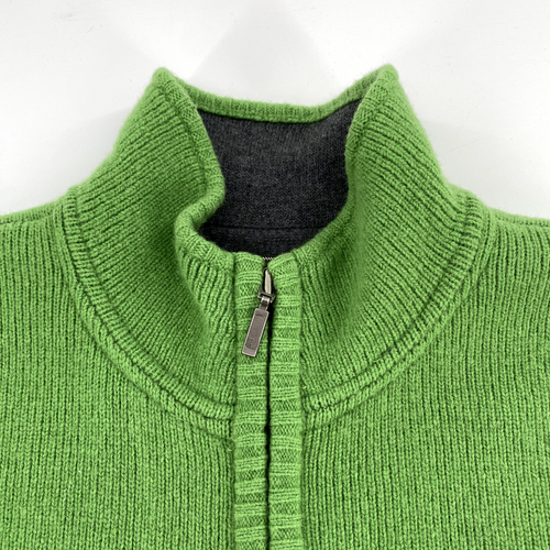 Eddie Bauer Womens Lambswool Blend Full Zip Sweater Vest Sz L Green Grey Lined - Picture 8 of 9