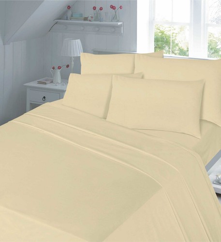 Luxury 100% Brushed Cotton Fitted Sheet - Flannelette Sheets Plain Dyed Bedding - Picture 6 of 19