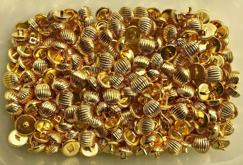 Buttons 15mm 24L Gold Polished Ribbed Shank Costume Craft Plastic Button (W647) - Picture 17 of 24