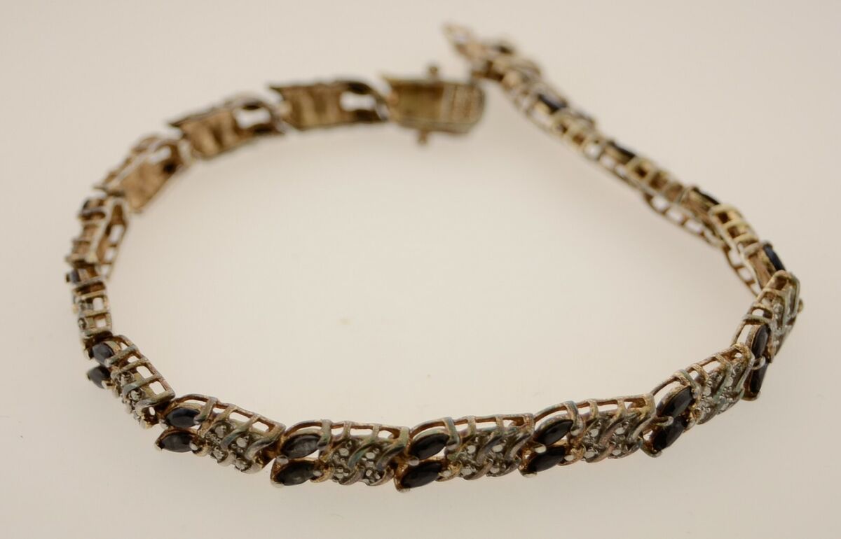 Vermeil Sterling Silver R China 925 Tennis Bracelet with Vermeil Sterling Silver R China 925 Tennis Bracelet with