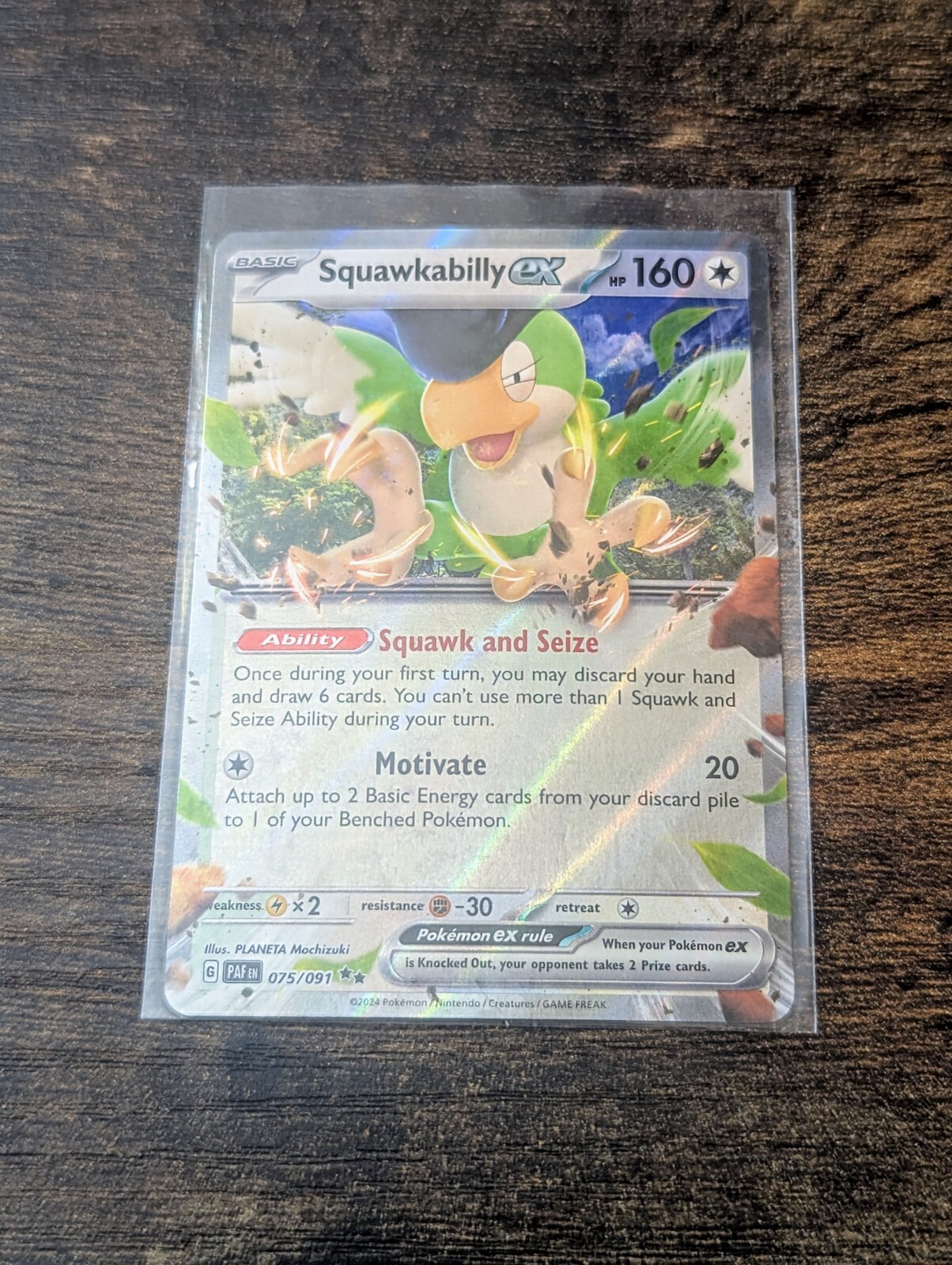 Squawkabilly EX 075/091 SV Paldean Fates Holo Double Rare Pokemon NM-MT