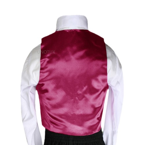 23 Chaleco Color Satén + Corbata Larga Corbata Formal Niños Adolescentes Trajes Esmoquin Talla: S-7 - Imagen 24 de 48