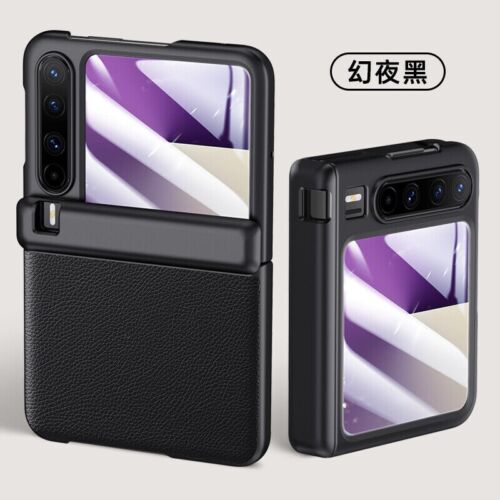 For Huawei Pura X, Luxury Hinge Hybrid Armor Leather Cover Glass Film Case - Picture 12 of 17