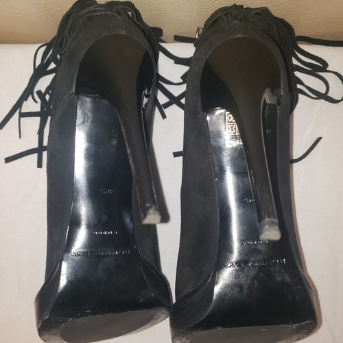 Burberry Women's Suede High Heel Wrap Slip On Size 40.5 Italy - Picture 12 of 23