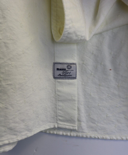 New Blauer USA Slim Fit Textured Mens L Long Sleeve Shirt Off White Egg Shell - Picture 7 of 10