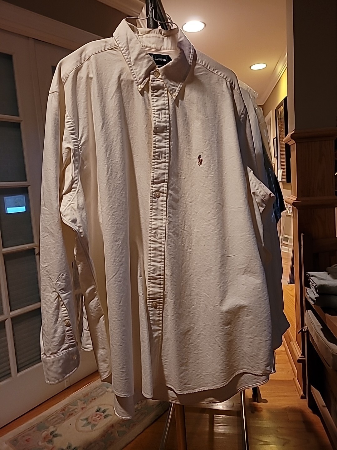 Polo Ralph Lauren Beige Button Down Long Sleeve Dress Shirt Yarmouth 16