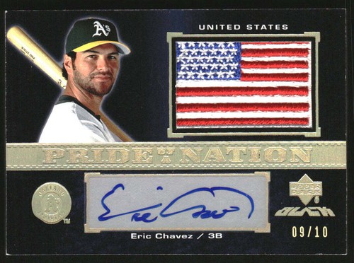 2007 UD Black Pride of a Nation Autographs Gold Spectrum Eric Chavez Auto /10