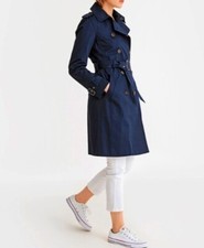 Gap Navy Blue Classic Trench Coat Jacket Size Xs
