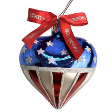 Waterford Heart of America Flag Christmas Ornament Red White Blue As-Is READ