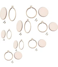 Healifty 8 Pcs Cross Fixing Frame Embroidery Mini Wood Hoops DIY Wooden Round