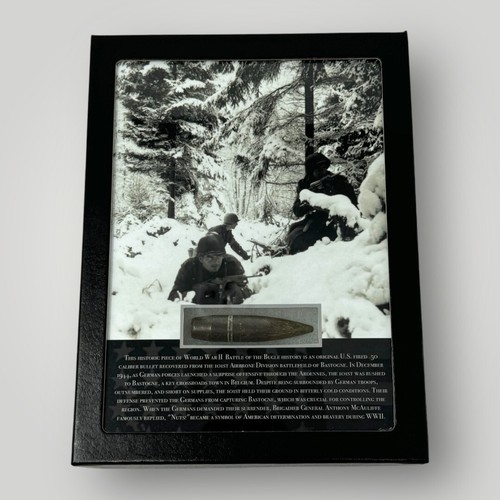WWII Battle of the Bulge Bastogne Ardennes 1944-45 Military Gift Display COA