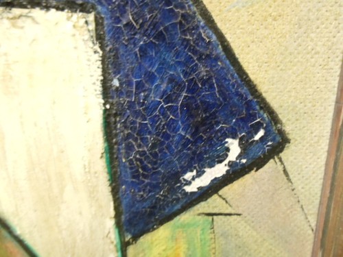 PINTURA AL ÓLEO CUBISTA DE COLECCIÓN FIRMADA POR ARTISTA JULIUS KAHN 1945 MEDIADOS DE SIGLO - Imagen 5 de 8