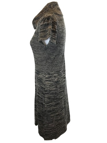 Vestido Suéter Calvin Klein Talla S Marrón Variegado Manga Corta Capucha Cuello Mujer - Imagen 9 de 11