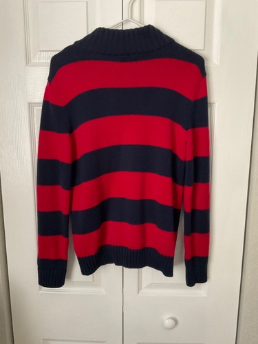 Polo Ralph Lauren Kids Striped Chunky Sweater Jacket Navy/Red Size L (14-16) - Picture 6 of 8